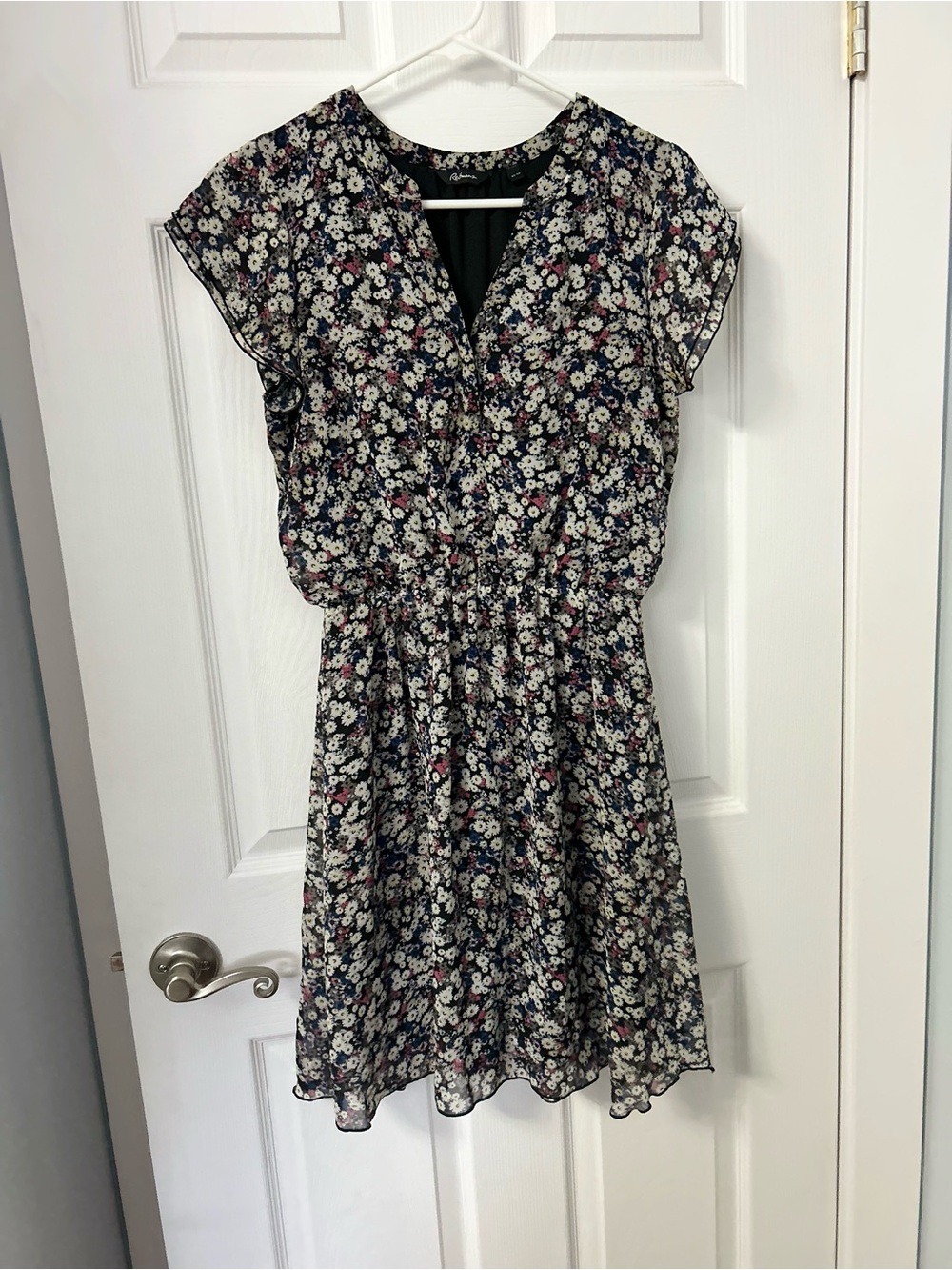 Reitmans Navy Floral Short Sleeve Dress